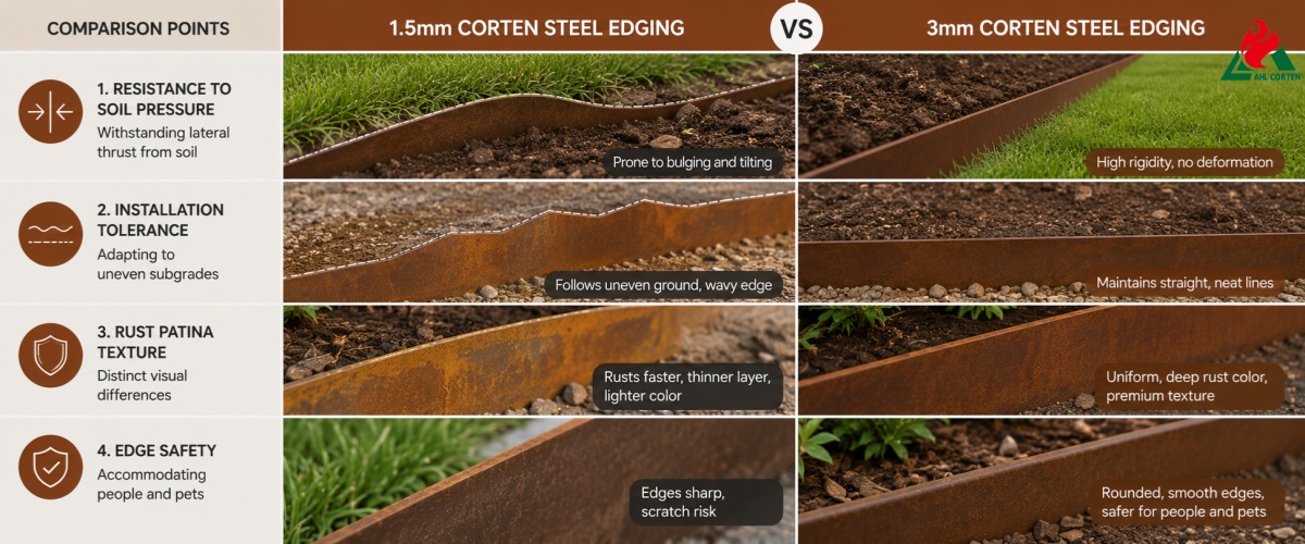 1.5mm vs. 3mm Corten Steel Edging